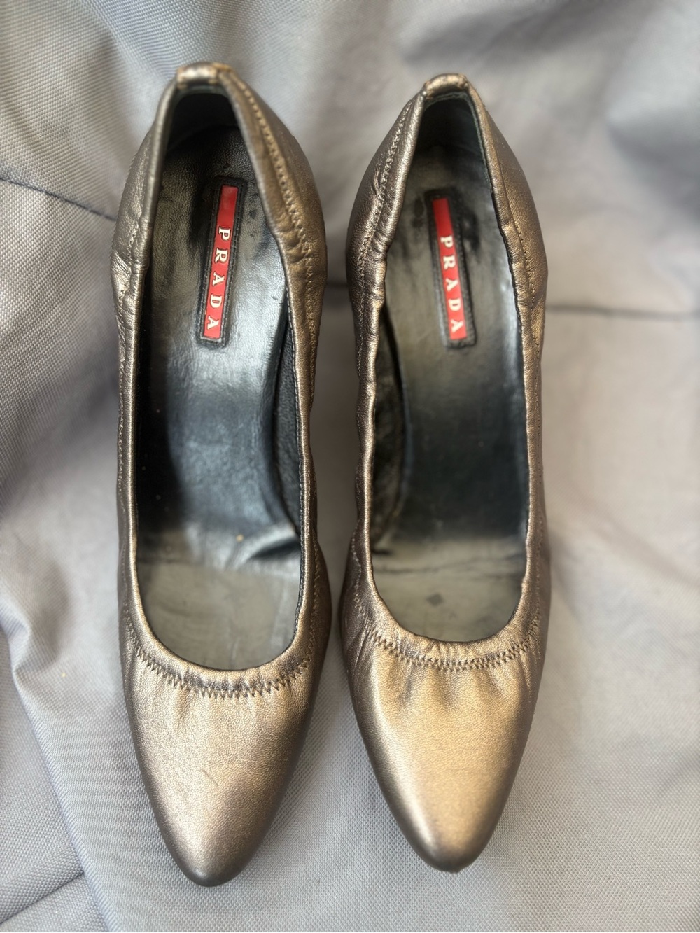 Prada Metallic Bronze Pointed-Toe Pumps